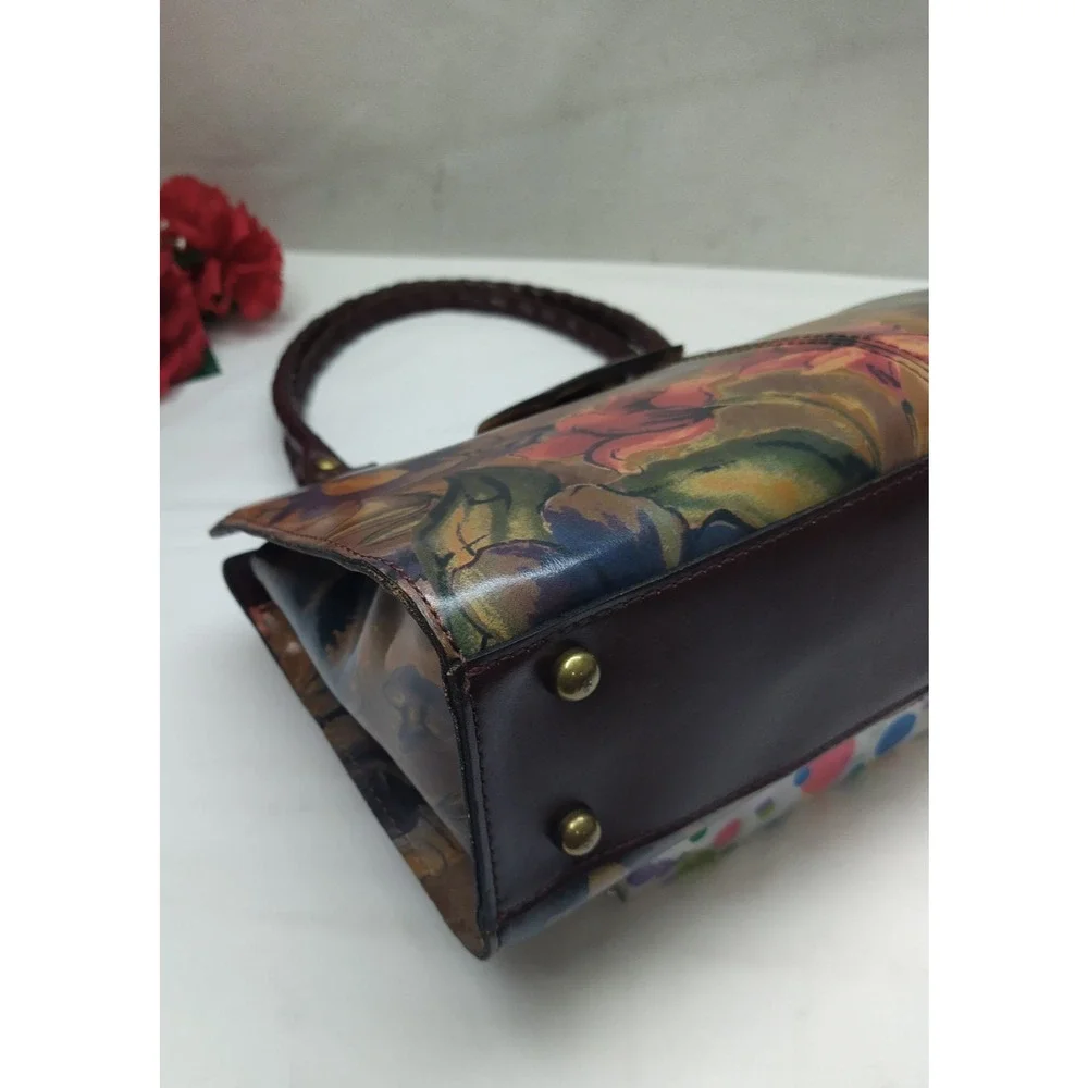 Patricia Nash Multicolor Leather Double Handles Satchel Shoulder Bag